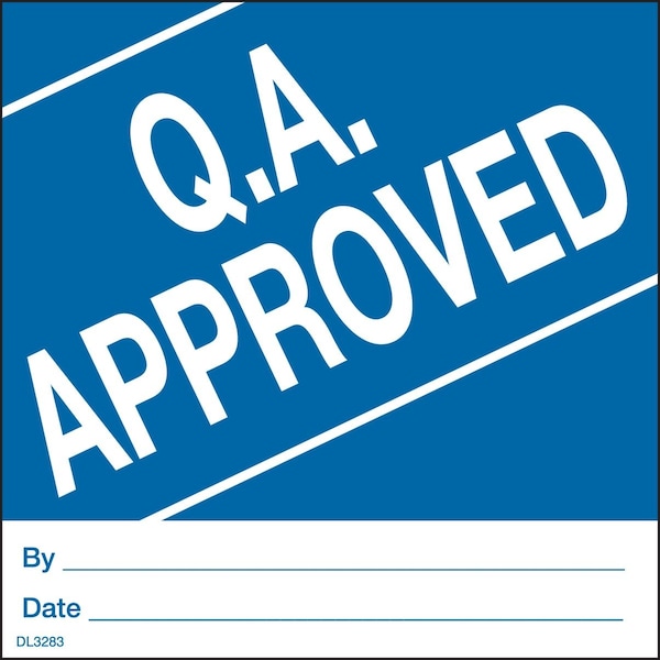 Decker Tape Products Label, DL3283, Q.A. APPROVED, 4" X 4" DL3283 - main